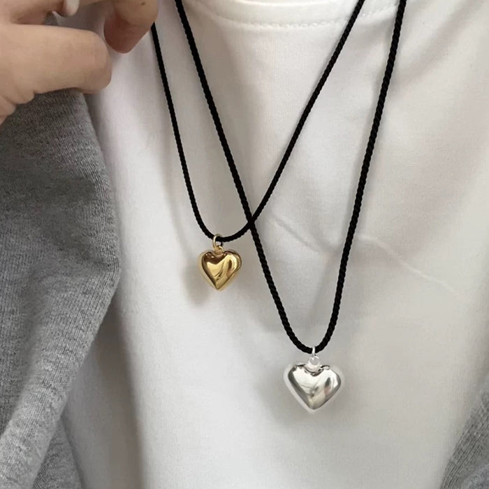 Wholesale Woven Rope Copper Heart Pendant Necklace JDC-NE-YuXi003