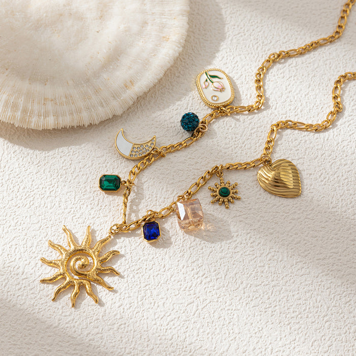 Wholesale Stainless steel beach necklace women's shell pendant starfish fashion collarbone chain heart-shaped butterfly