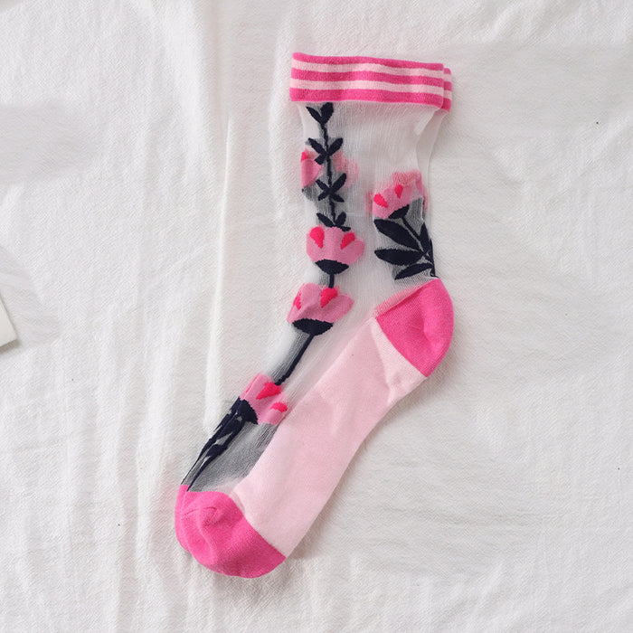 Wholesale Women's socks with mid tube design, cotton socks, breathable ice stockings