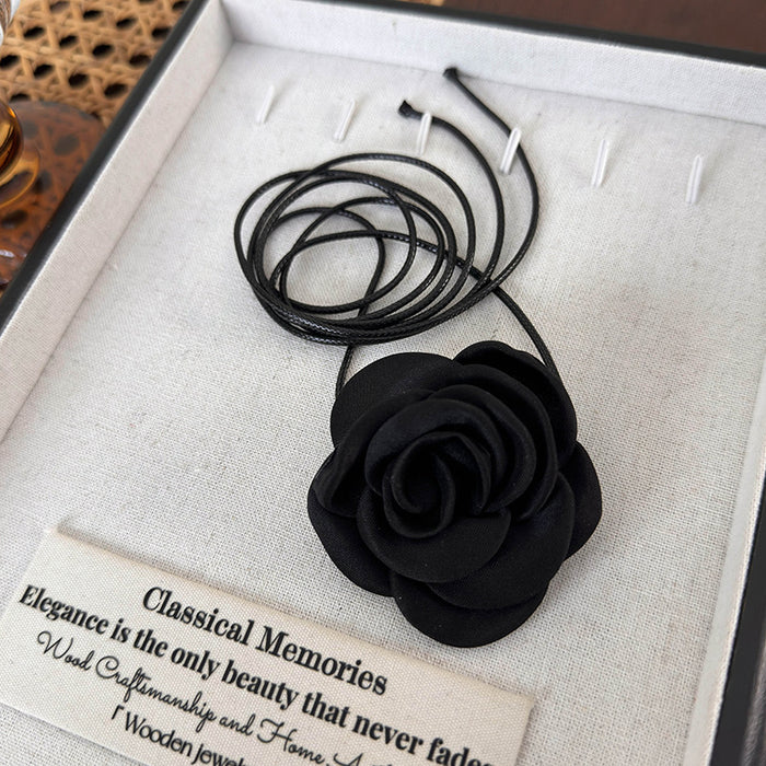 Wholesale Rose necklace for girls, neck flower, black flower collar, neck strap, camellia neck necklace