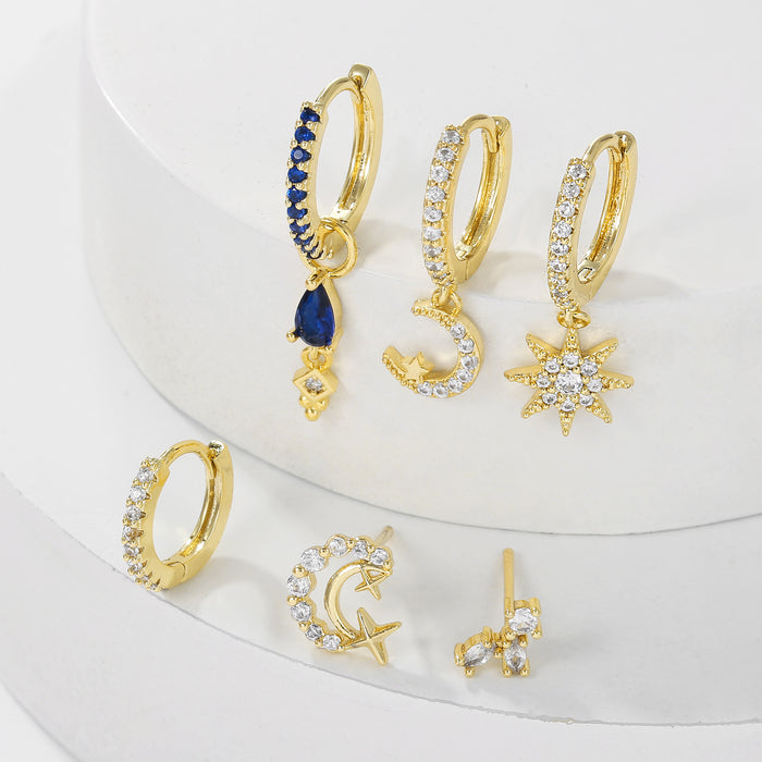 Wholesale Asymmetric full diamond earrings, tassel pendant, ear buckle, personalized and fashionable earrings for women