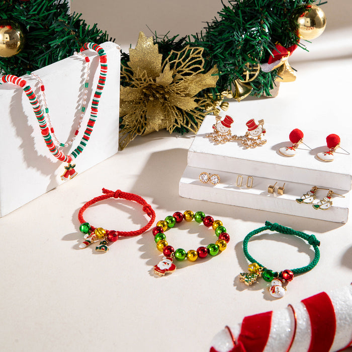 Wholesale Cute Snowman Christmas Tree Jewelry Set - Earrings Necklace Bracelet - Chic Party Wear Jewelry MOQ≥2