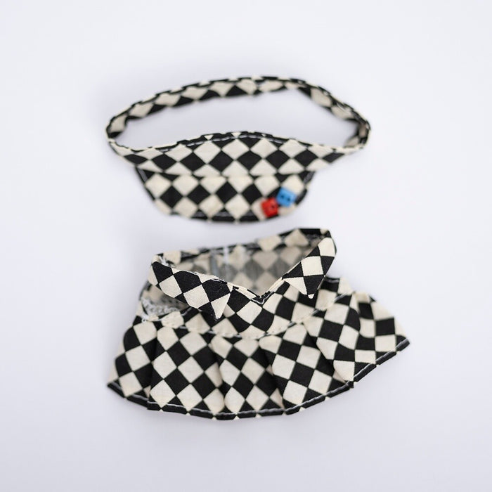 Wholesale Pendant Doll Clothes Checkboard Tennis Clothes suit Suspenders Skirt