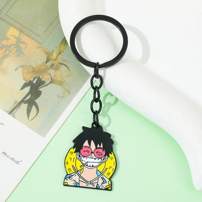 Wholesale Black metal ring paired with quirky pendant keychain decoration pendant