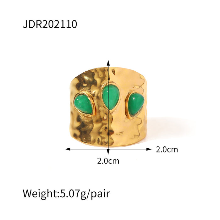 Wholesale Vintage Stainless Steel Gemstone Ring 18k Gold-plated Ring JDC-RS-JD002