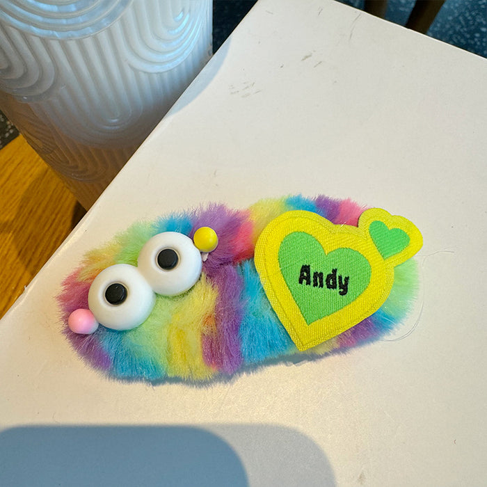 Wholesale Colorful furry hairpin large ugly cute big eye hair ball hairpin