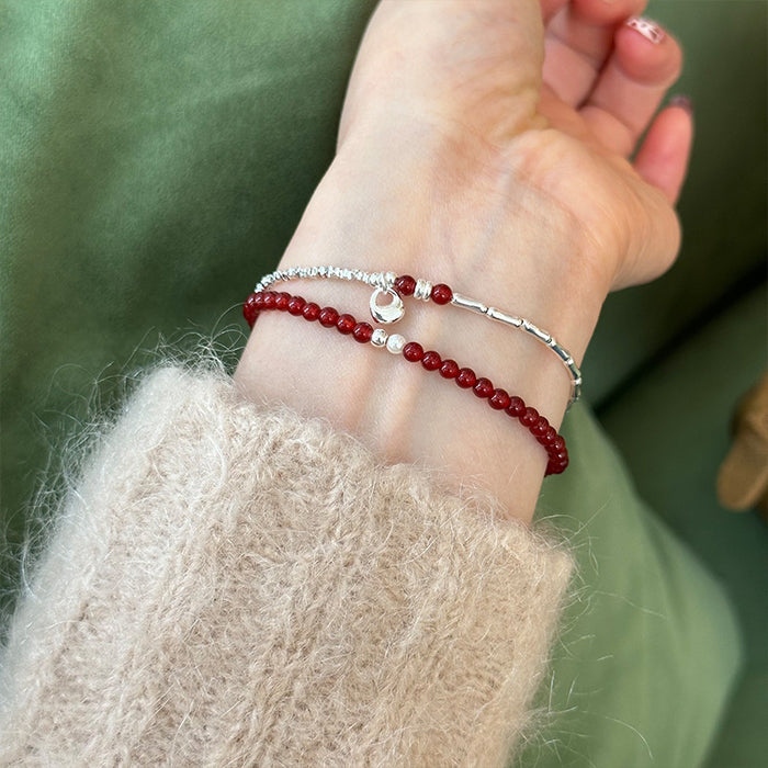 Wholesale Pure silver, silver beads, pearl bracelet, women's minimalist handmade design, elegant beading