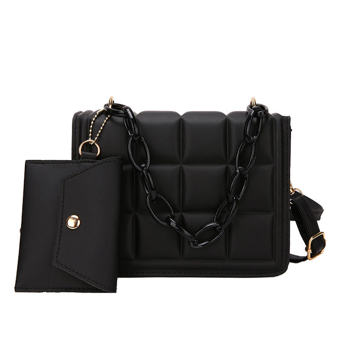 Wholesale PU Solid Color Thick Chain Shoulder Bag JDC-SD-MingShuo013