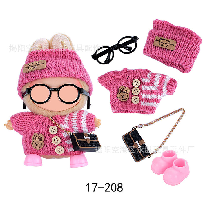 Wholesale Doll clothes Jacquard Sweater Hat Bag Shoes Glasses