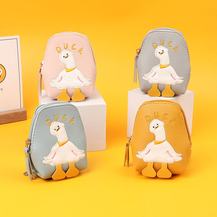 Wholesale Chic Cartoon Duck PU Leather Keychain Coin Purse Zipper Backpack Fashion Accessory Gift
