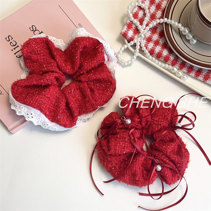 Wholesale Red Wool Large Hair Ring Hair Rope Hair Rope Large Size Hair Accessories