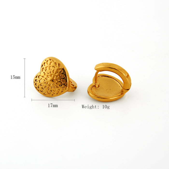 Wholesale Fashionable and trendy three-dimensional stainless steel heart-shaped earrings with a light luxury and heart-shaped texture