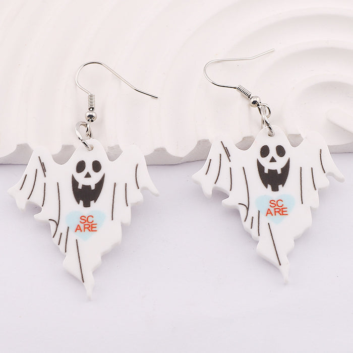 Wholesale Halloween Acrylic Double Sided Printing Cartoon Horror Ghost Earrings JDC-ES-Dagou006