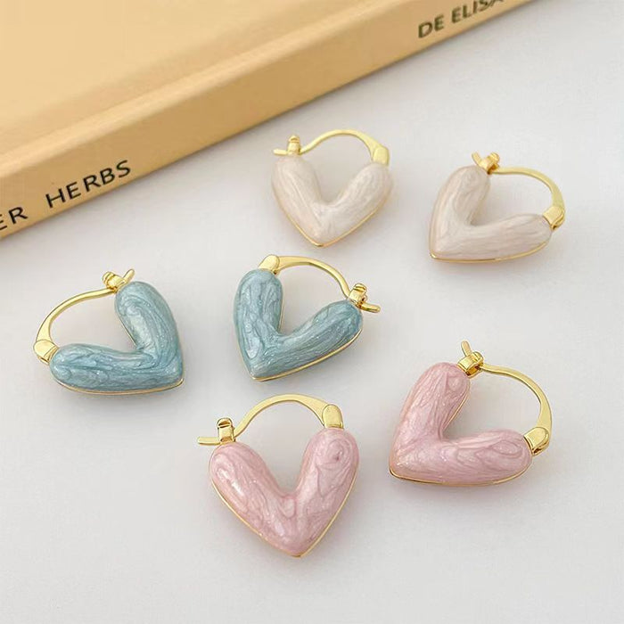 Wholesale Oil Drop Light Luxury Heart Shaped Ear Clip Earrings JDC-ES-Qik002