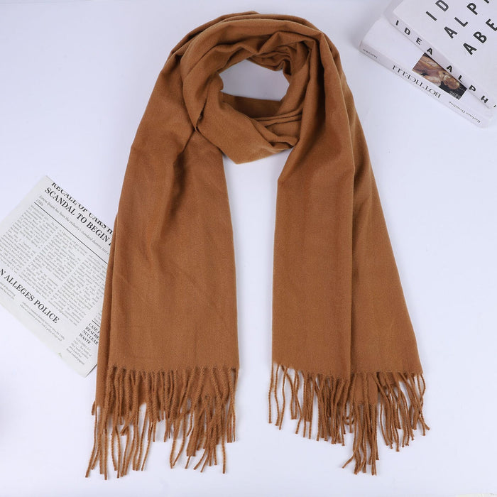 Wholesale Thick Imitation Cashmere Scarf Thorn Hair Scarf Soft and Warm Solid Color Scarf Women's Tassel Scarf Neck Shawl JDC-SF-MC004