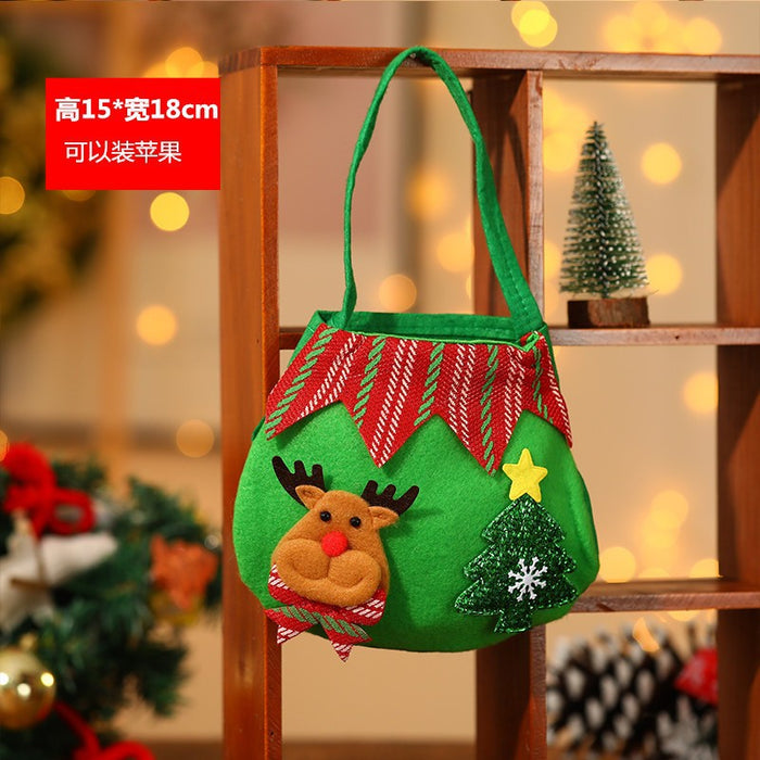 Wholesale Christmas Neck Gift Bag Happy Decal Flower Handbag Candy Bag Cartoon Children' s Handbag Apple Bag Gift Bag