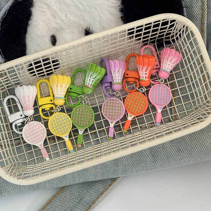 Wholesale Simulation badminton keychain cute pendant student couple gift creative key ring gift bag pendant