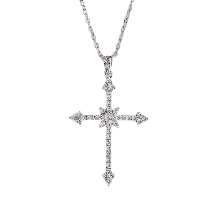 Wholesale Cross necklace, light luxury, niche, high-end texture, zircon collarbone chain