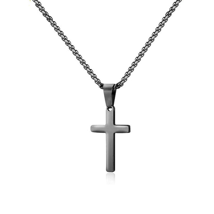 Wholesale Stainless steel smooth cross titanium steel necklace solid color accessories collarbone chain