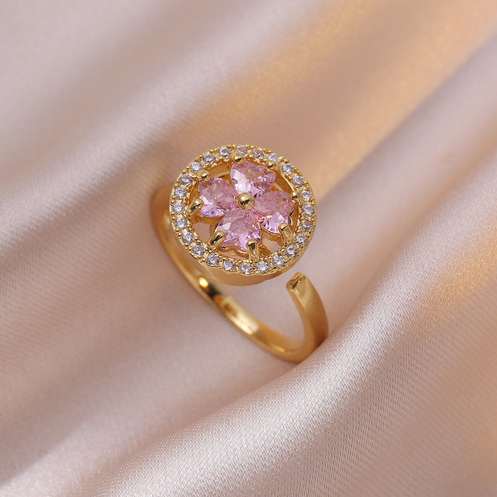 Wholesale Necklace micro inlaid zircon rotating pendant titanium steel necklace three piece set jewelry