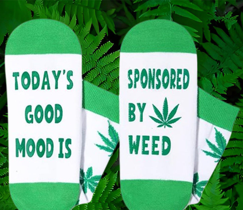 Wholesale Green Plant Series Jacquard Socks Cotton Mid-Tube Trendy Socks Cartoon Fun Floor Socks