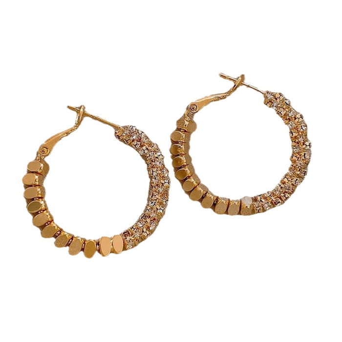 Wholesale Zircon spliced metal earrings, personalized earrings, versatile and fashionable earrings