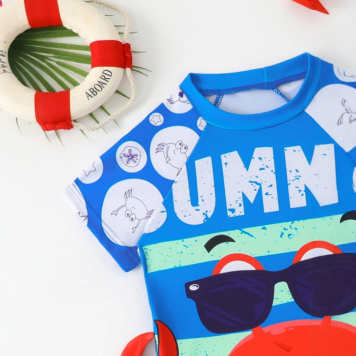 Wholesale New children's swimsuit split three piece set, hot spring beach short sleeved swimsuit set