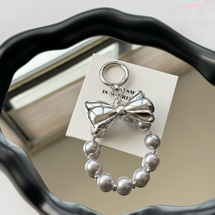 Wholesale Artificial Pearl Beaded Bow Pendant Car Keychain Bag Hanging Decoration
