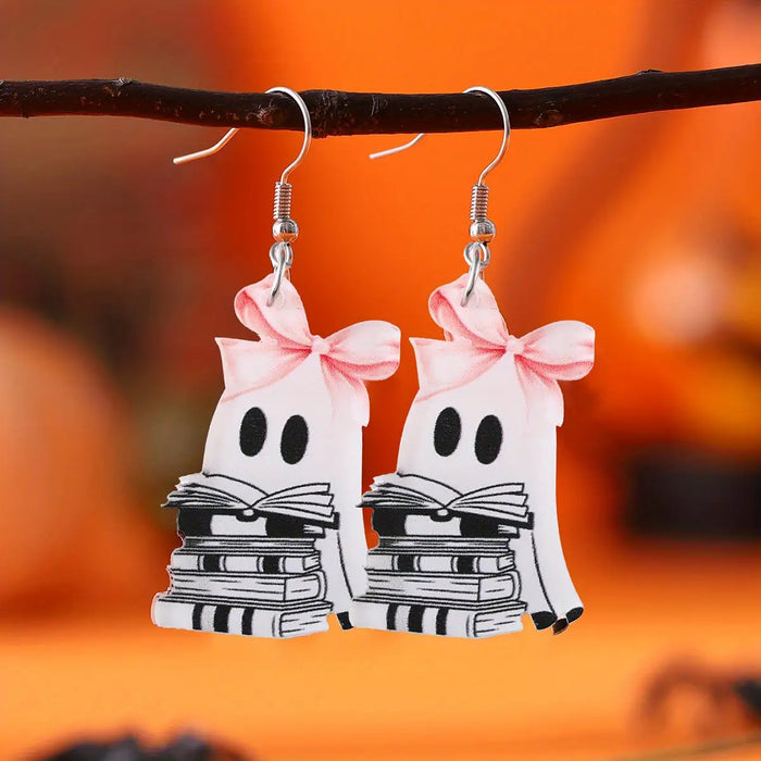 Wholesale  Gothic Ghost Earring Set Acrylic Retro Leopard Cherry Print Fashion Jewelry Accessory For Party Gift Boutique Resale