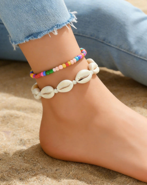 Wholesale Bohemian Shell Woven Anklet Set Fashion Accessory