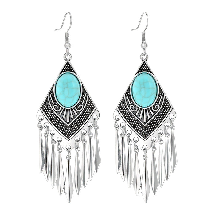 Wholesale Beach Vacation Geometric Alloy Earrings with Turquoise Acrylic Fashion Jewelry MOQ≥2