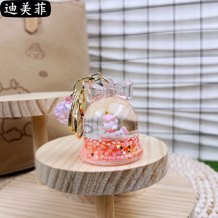 Wholesale Creative liquid oil key chain quicksand key chain crystal ball unicorn floating car cute bag small pendant