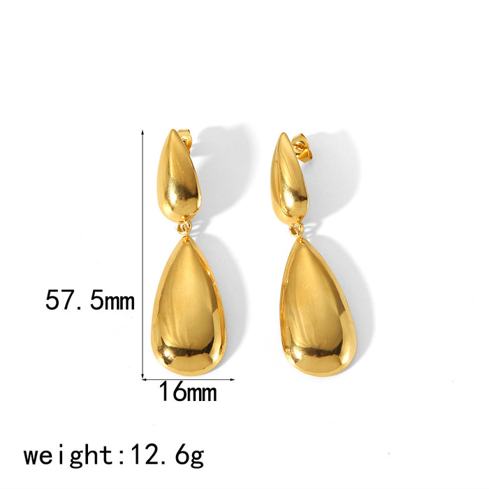 Wholesale Water droplet earrings, female stainless steel hollow three-dimensional double water droplet earrings jewelry
