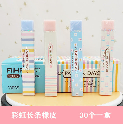 Wholesale Rainbow long student specific eraser stationery colored eraser