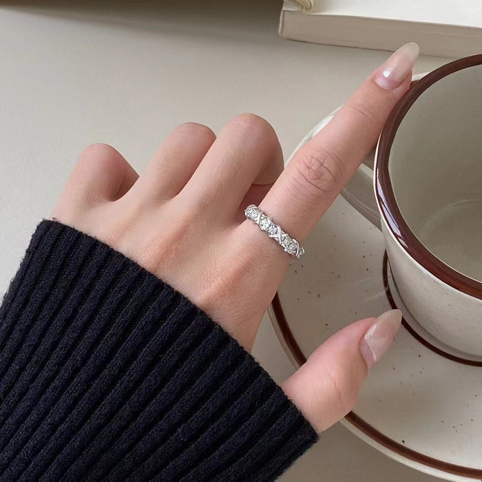 Wholesale Zircon ring with adjustable opening, fashionable ring, women's high-end feel, index finger ring