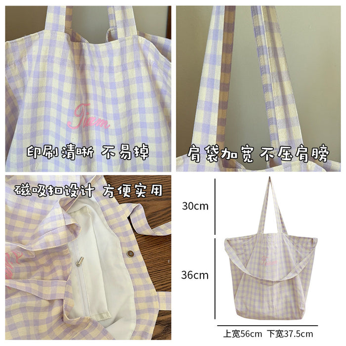 Wholesale Checkered Embroidered Shoulder Bag Double sided Back Sail Bag Art Versatile