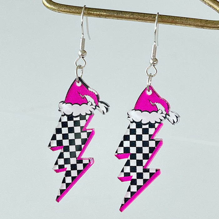 Wholesale Pink Christmas Acrylic Earrings JDC-ES-HeYi098