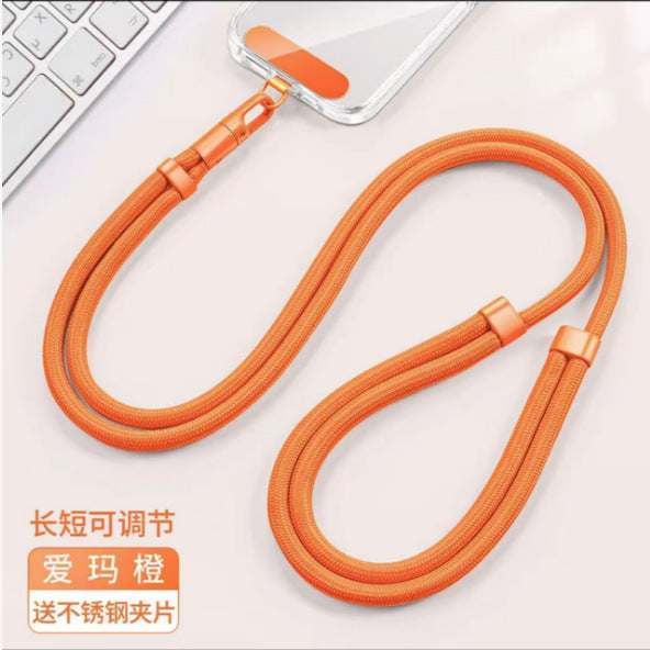 Wholesale Mobile phone lanyard  neck hanging  crossbody  retractable and adjustable anti-lost lanyard with stainless steel clip,  universal style