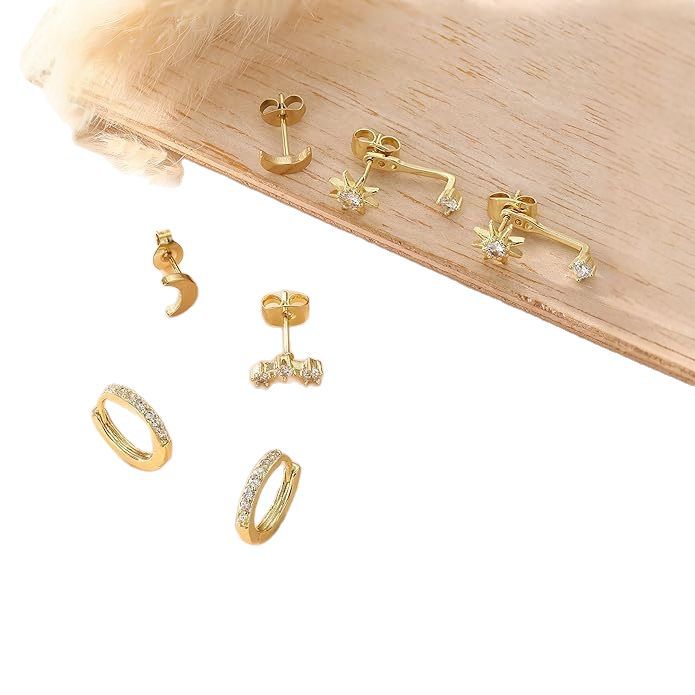 Wholesale Fashionable and classic earrings with 3 diamond studded earrings, paired with a stylish earring set