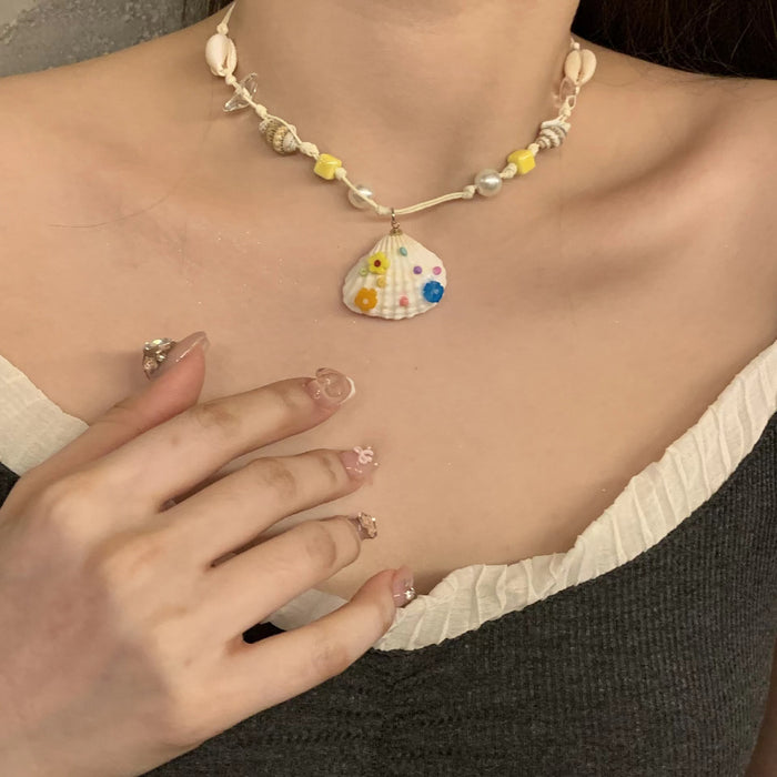 Wholesale Colored bead necklace collarbone chain necklace