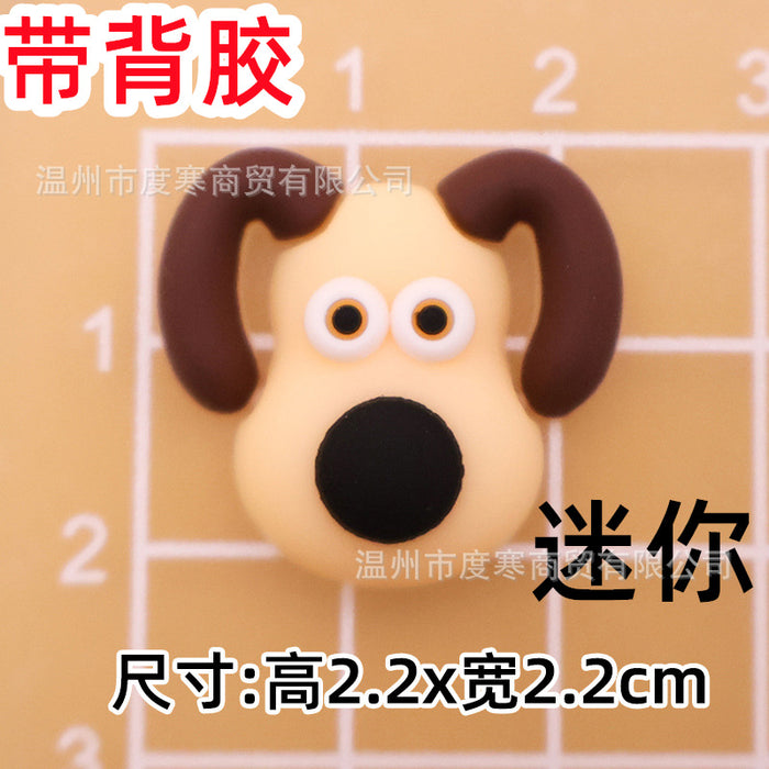 Wholesale 5pcs Cartoon Soft Rubber  Accessories Mobile Phone Shell Patch Hole Shoes Mouthwash Cup Three-dimensional Sticker  Puppy