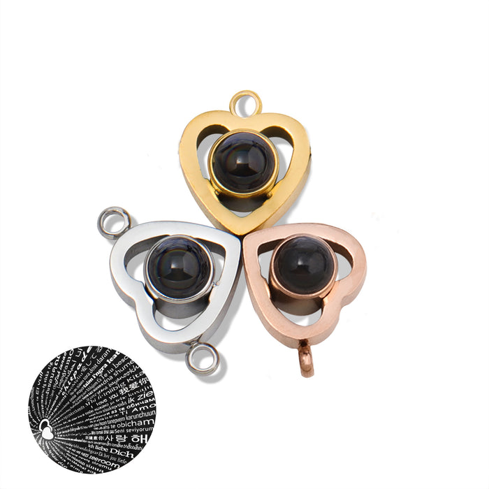 Wholesale Pendant necklace accessories, heart-shaped projection stone pendant