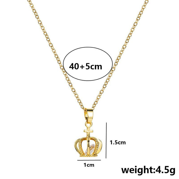 Wholesale New titanium steel crown necklace versatile, fashionable, and colorfast with a movable collarbone chain accessory