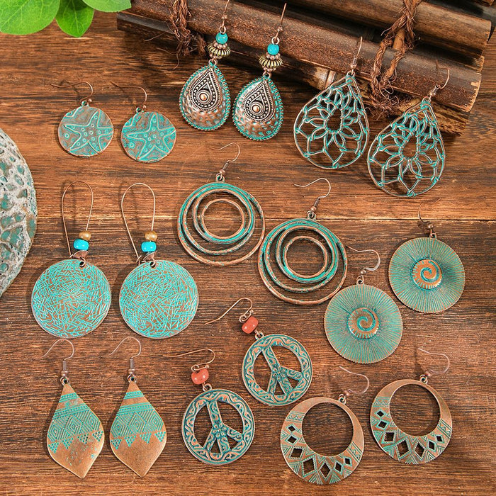 Wholesale Zinc Alloy Vintage Ethnic Bohemian Geometric Drop Earrings Women Fashion MOQ≥2