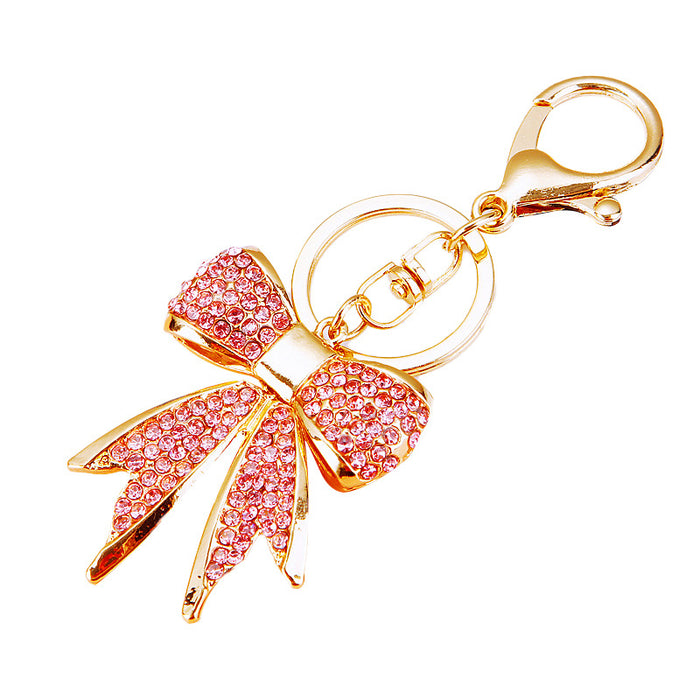 Wholesale Diamond studded bow car keychain metal cute pendant key