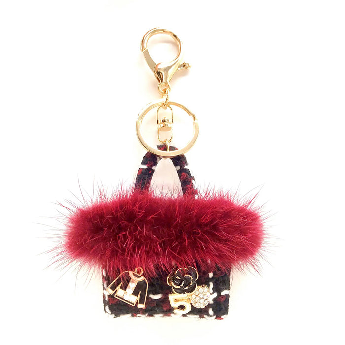 Wholesale Fabric Mink Fur Handbag Keychain JDC-KC-ZhanLun015