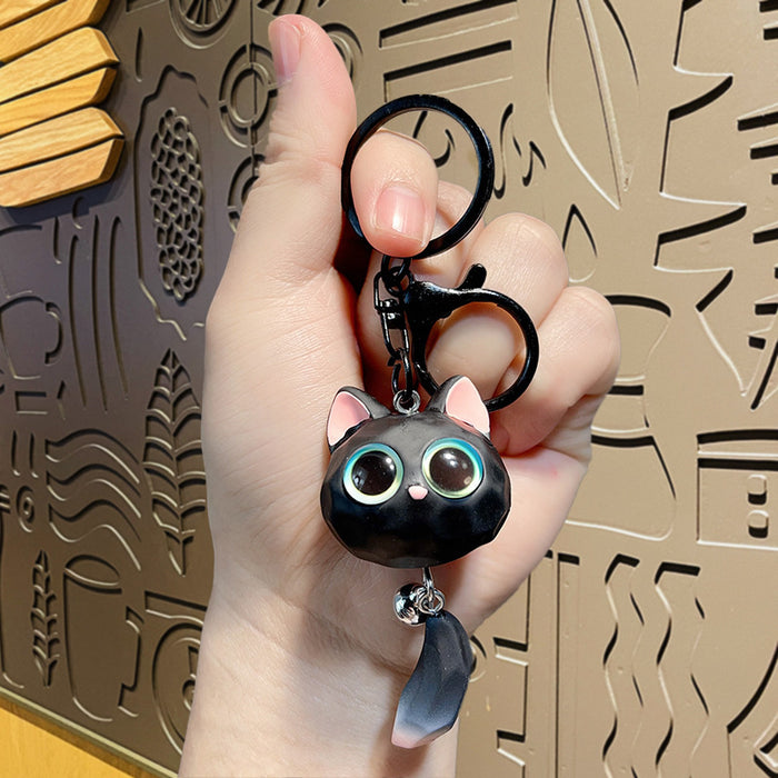 Wholesale Resin Big Eye Cat Head Keychain Stereo Cat Doll Pendant Car Backpack Pendant Small Gift