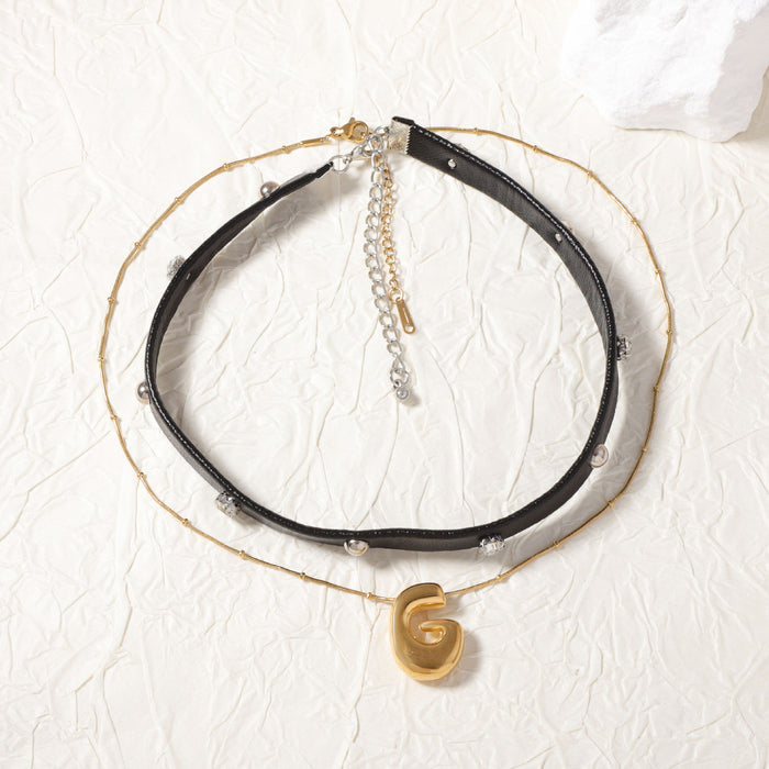 Wholesale Western Denim Style Personalized Trend Pendant Two-piece Necklace