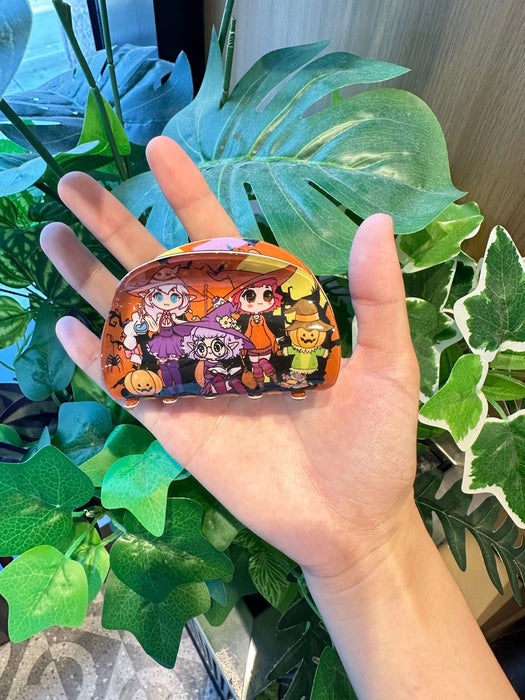 Wholesale Semicircular Shark Clip Witch Print Clip Anime Series Demon Ghost Ponytail Clip  Party Hair Accessories