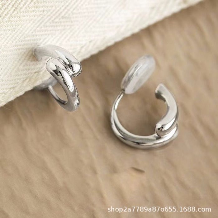 Wholesale Foggy electroplating matte gold geometric small earrings versatile earrings without ear holes